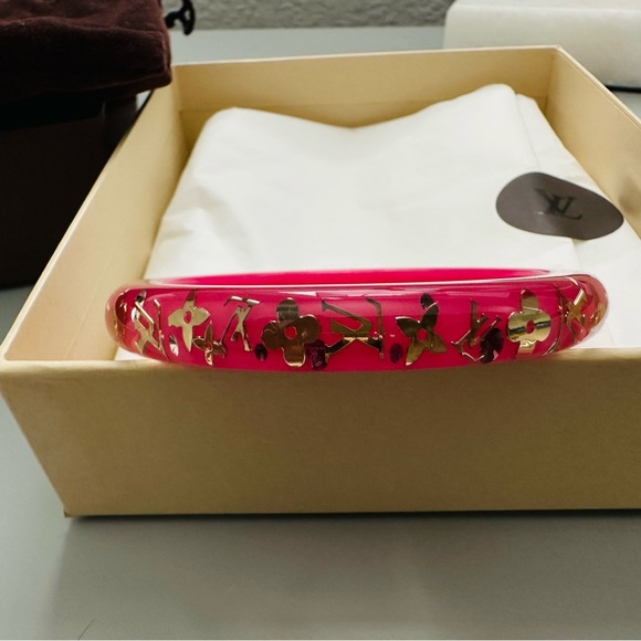 Like New Authentic Louis Vuitton Rose Pop Inclusion Resin Gold Bangle - Picture 4 of 6